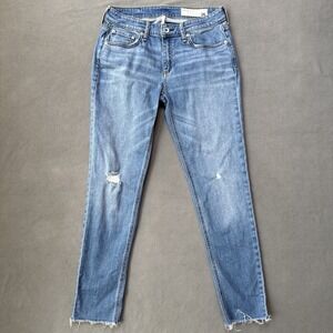 rag & bone Jeans Womens‎ 26 Blue Dre Low Rise Slim Boyfriend Distressed Denim